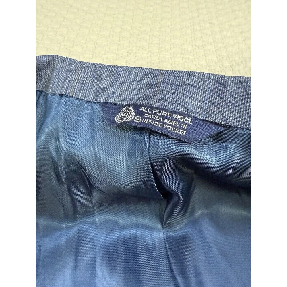 Burberry Porsum Wool Suit Formal Made USA Bullocks 70s 80s | Blue | Size Unknown